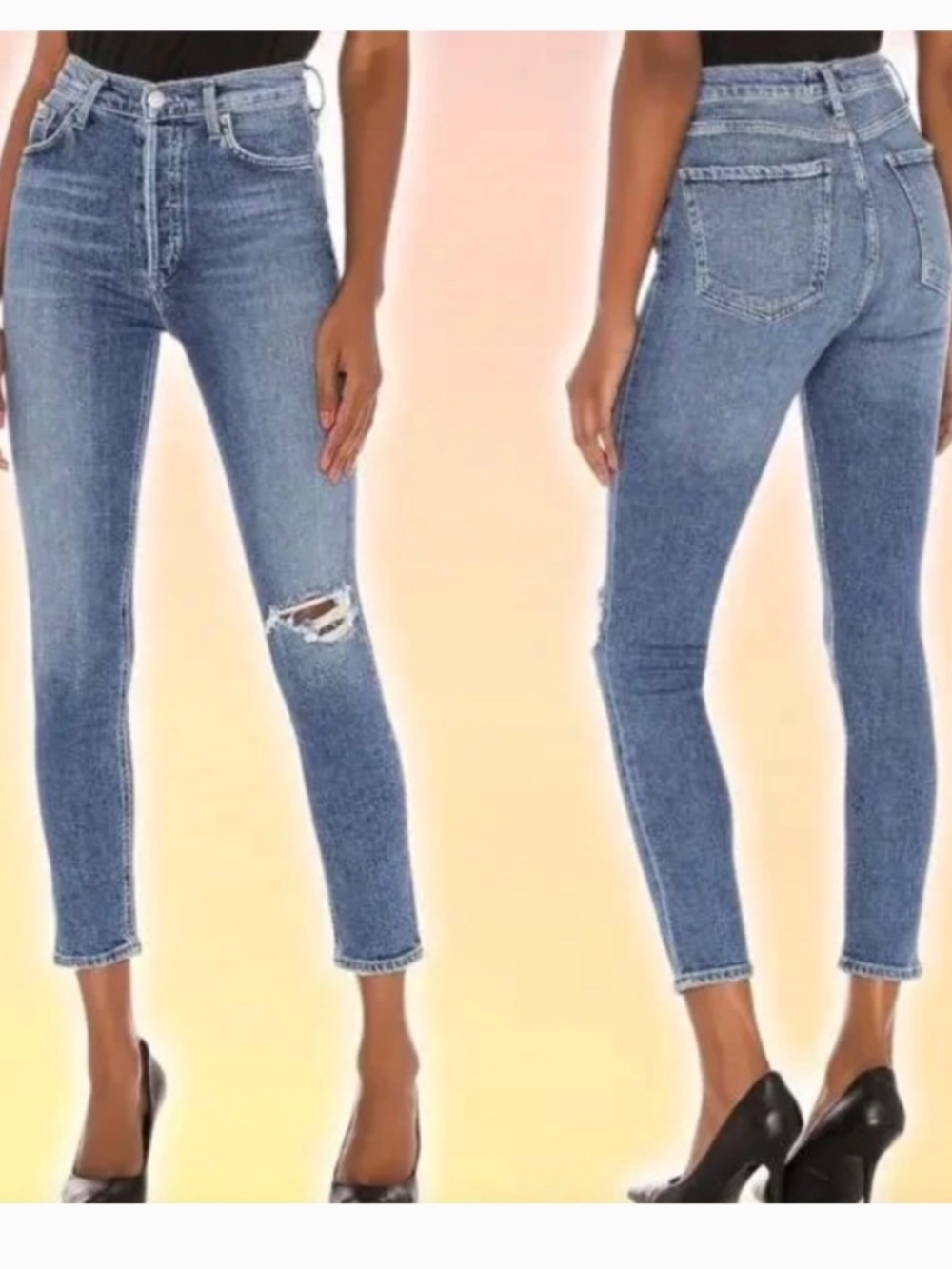 AGOLDE Nico High Rise Slim Jeans in Shoreline | Size 27 | Distressed Button Fly - Picture 4 of 8